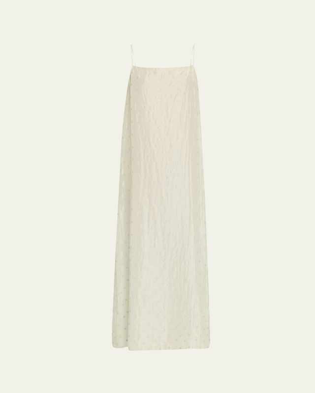 Embroidered Silk Slip Dress